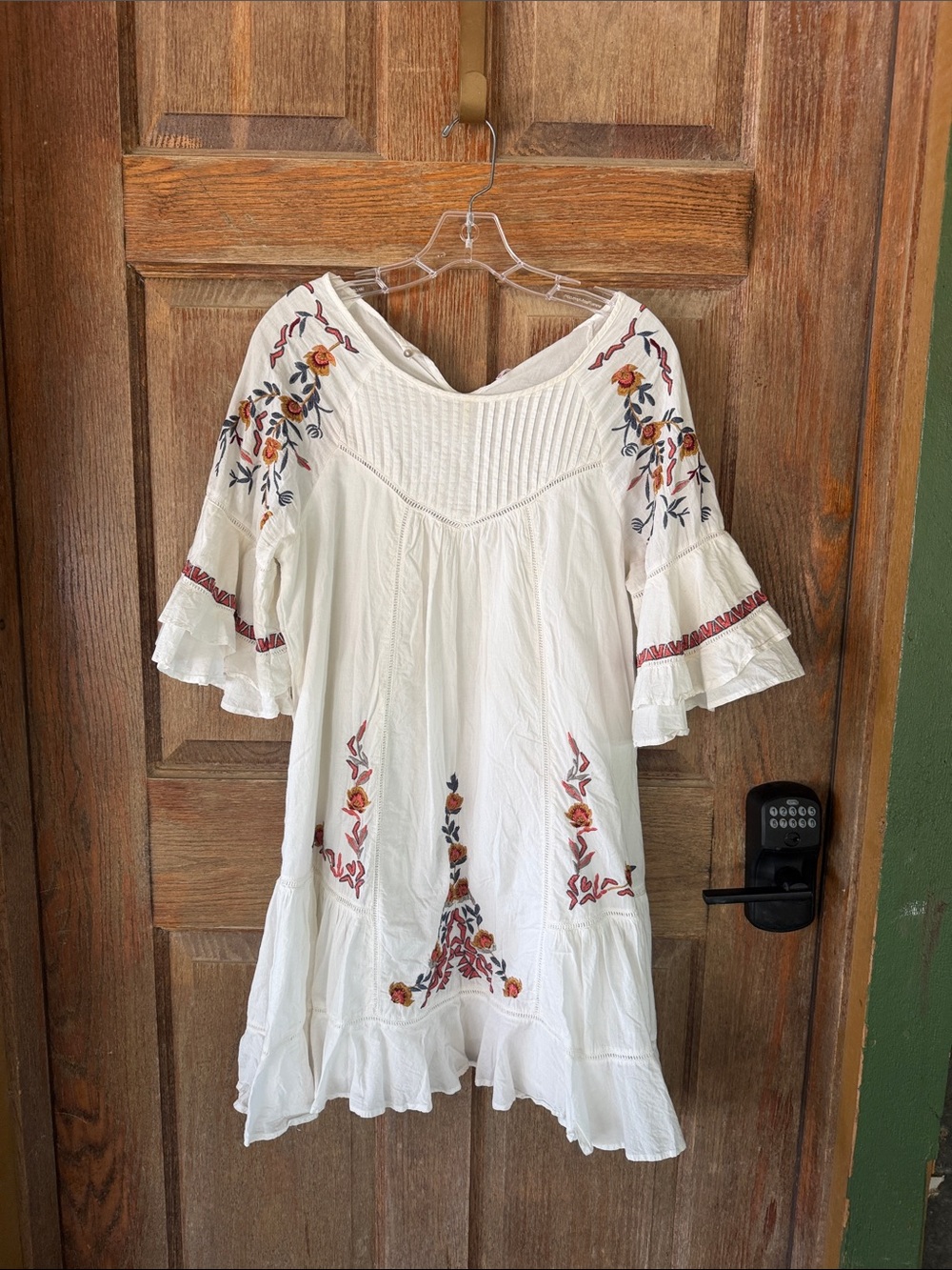 Free People White Embroidered Boho Tunic Dress